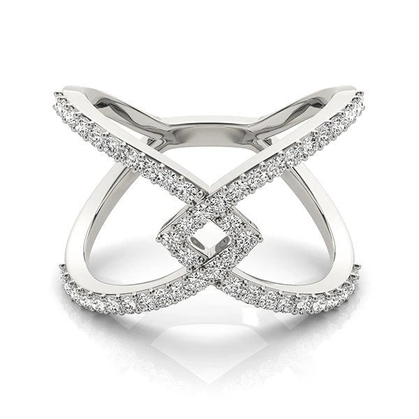 14k White Gold Fancy Entwined Design Diamond Ring (1/2 cttw)