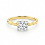 1 Carat Cushion Lab Grown IGI G/VS1 Diamond Solitaire Ring in 10K Yellow Gold