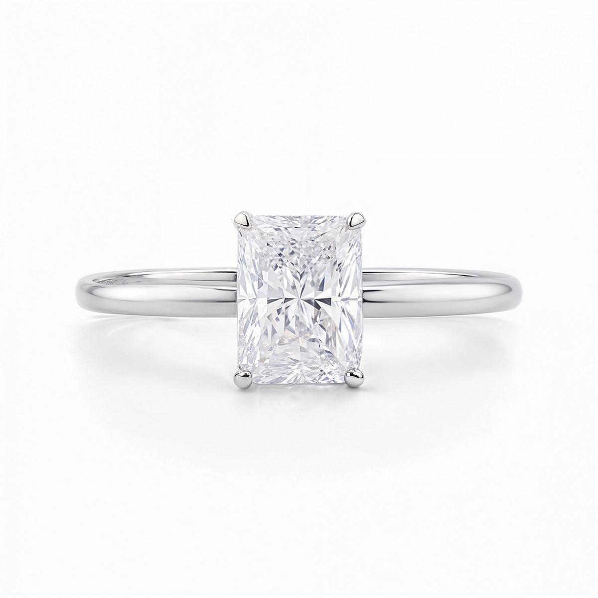 1 1/2 Carat Radiant Lab Grown IGI G/VS1 Diamond Solitaire Ring in 14K White Gold