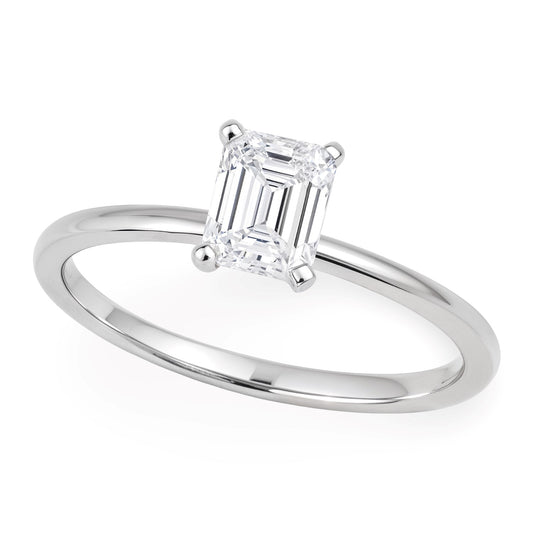 1 Carat Emerald Lab Grown IGI G/VS1 Diamond Solitaire Ring in 14K White Gold
