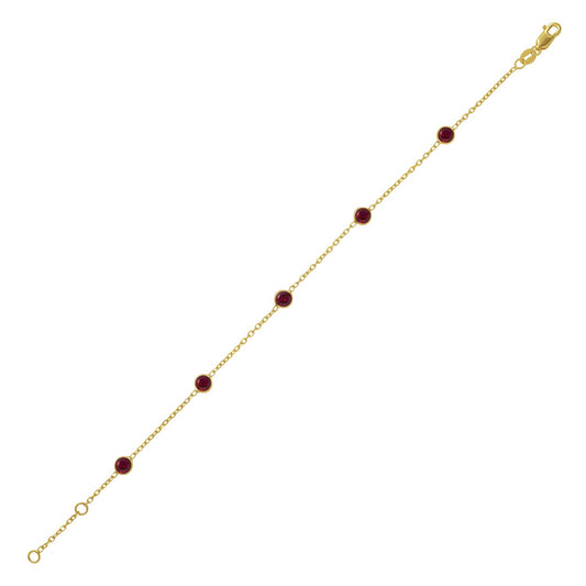 14K Yellow Gold Ruby Station Bracelet