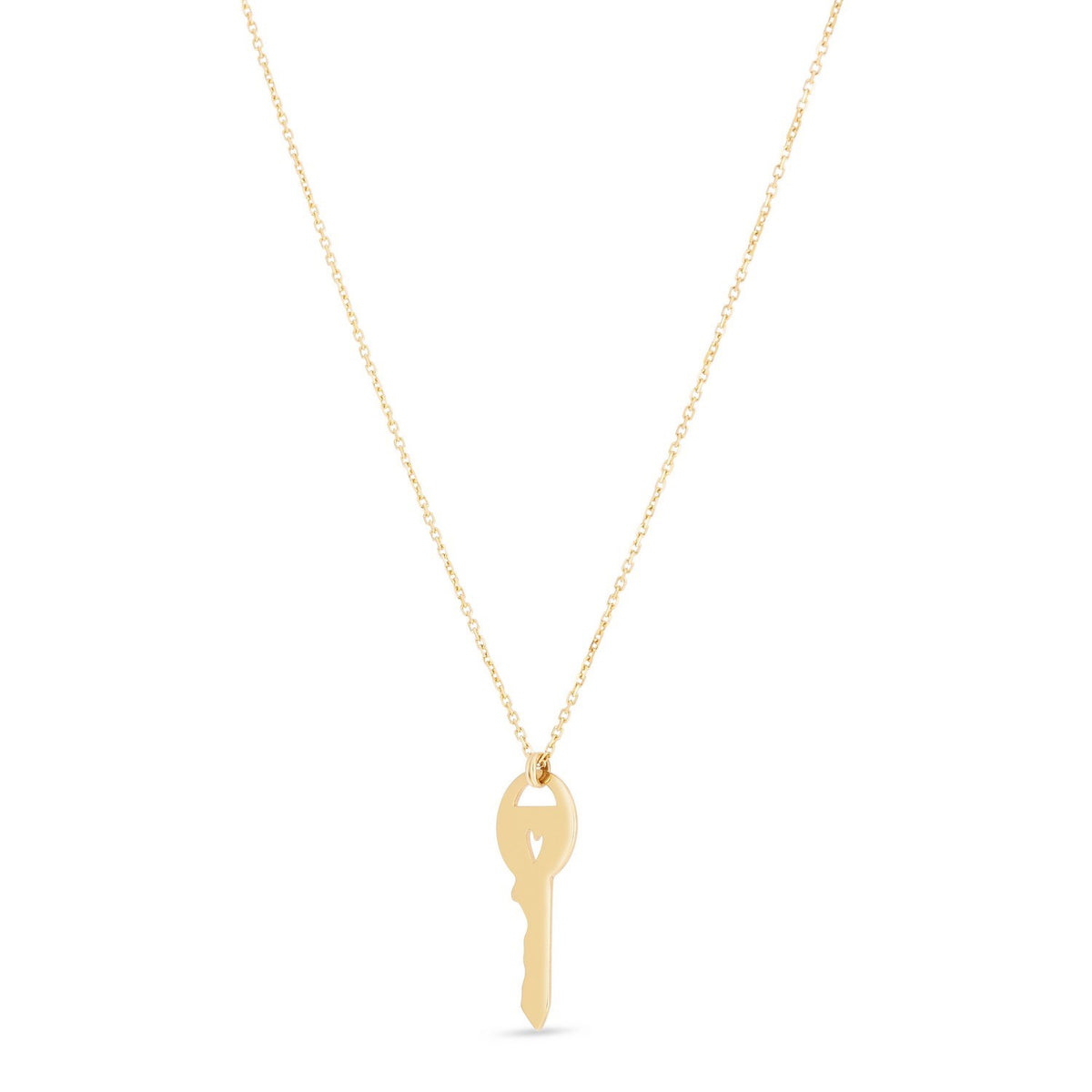 14K Yellow Gold Triple Heart Key Necklace
