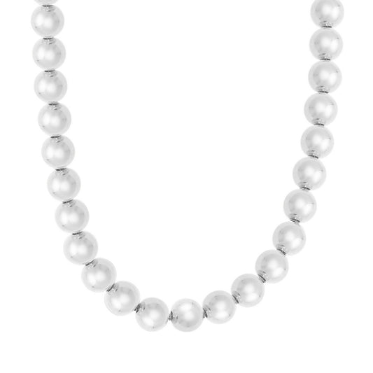 Sterling Silver Rhodium Plated Bold Bead Necklace