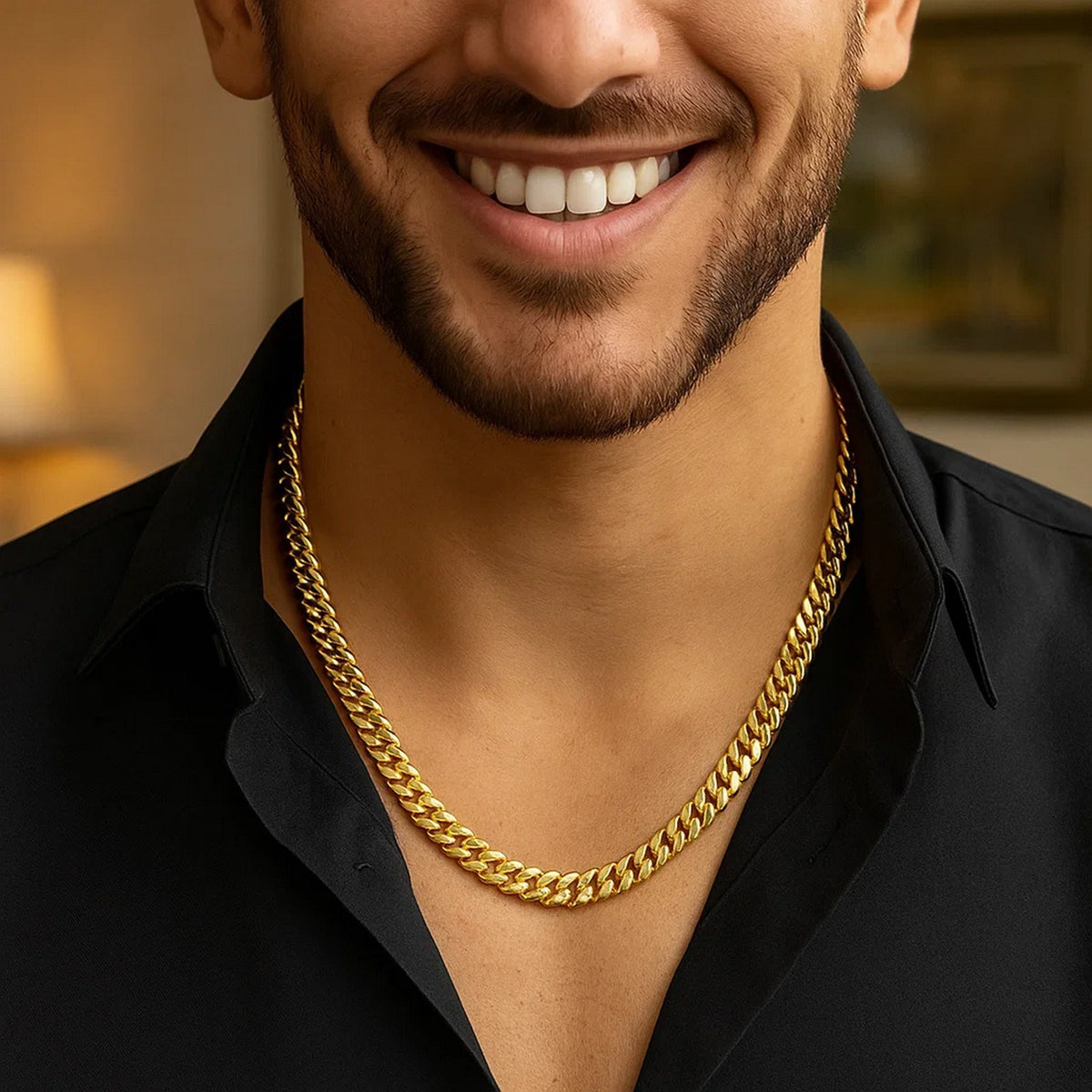 Sterling Silver Yellow Gold Plated Miami Cuban Chain (7.00 mm)