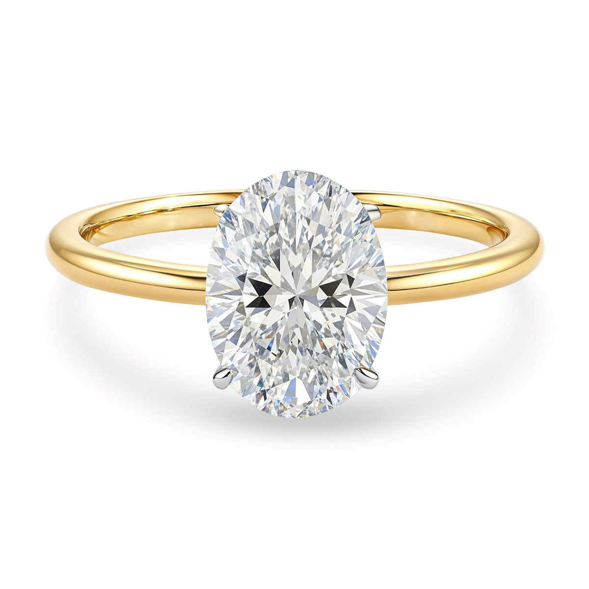 2 Carat Oval Lab Grown IGI G/VS1 Diamond Solitaire Ring in 14K Yellow Gold