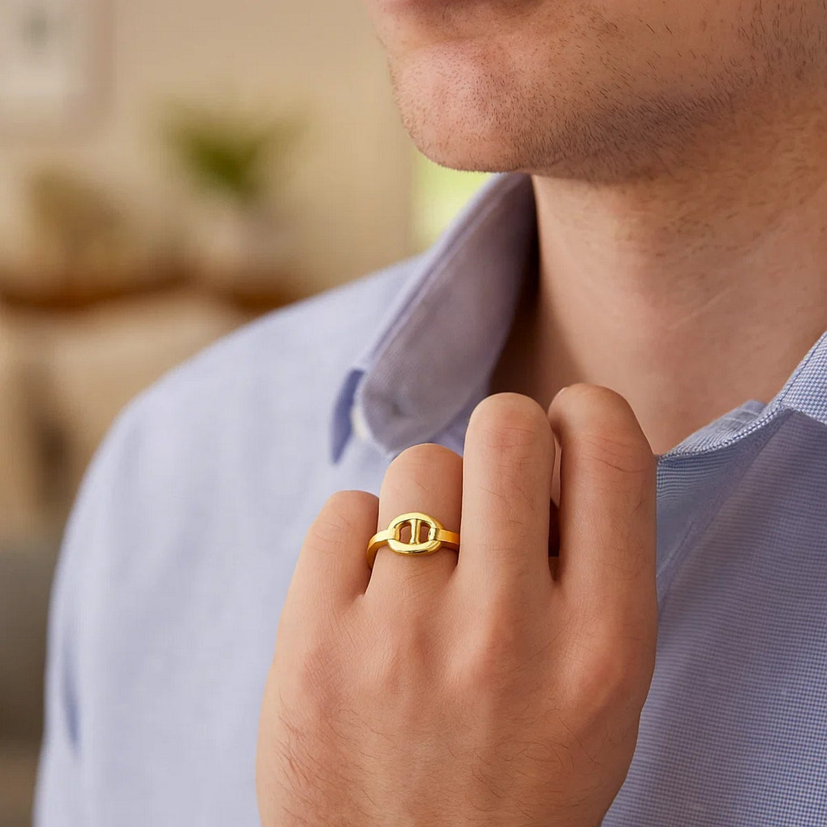 Mariner Link Style Ring in 14K Yellow Gold