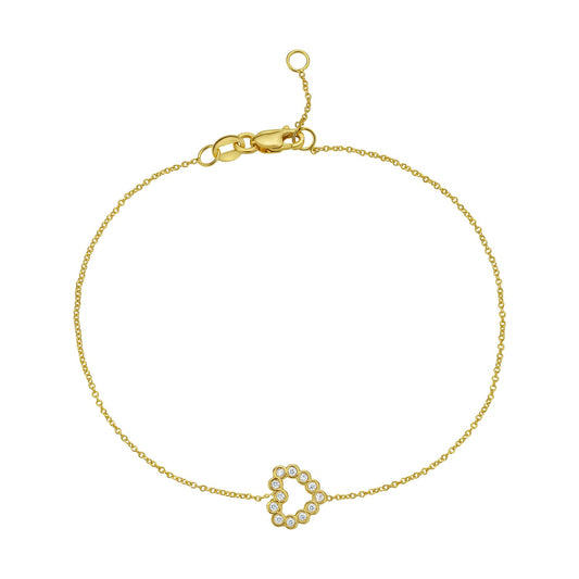 Elegant 14k Yellow Gold Petite Diamond Heart Bracelet