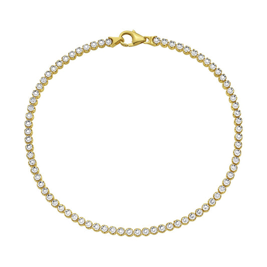 14K Two Tone Gold Diamon Oro Tennis Bracelet (2.40 mm)